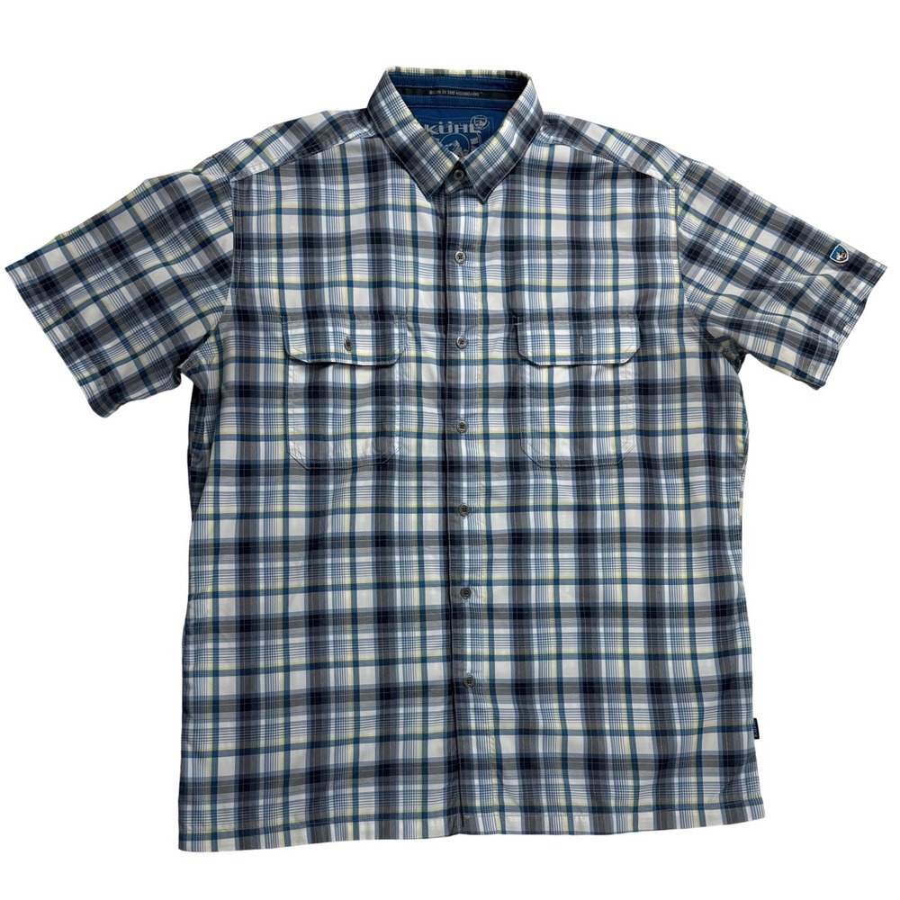 KUHL Mens Large Plaid Short Sleeve Button Down Shirt Eluxur hiking‎  Outdoor